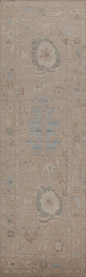 Vegetable Dye Oushak Turkish Runner Rug 3x10