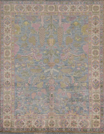 Vegetable Dye Oushak Turkish Area Rug 4x5