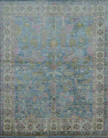 Vegetable Dye Oushak Turkish Area Rug 4x5