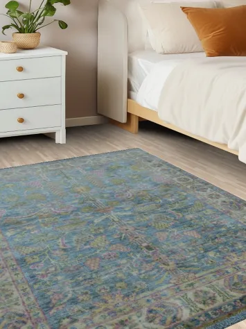 Vegetable Dye Oushak Turkish Area Rug 4x5