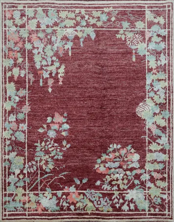 Vegetable Dye Art Deco Oriental Area Rug 4x5