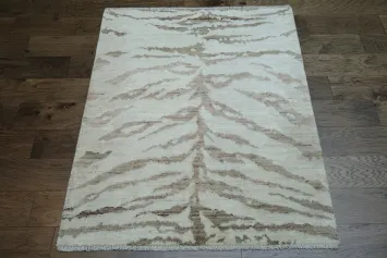 Vegetable Dye Abstract Oriental Area Rug 4x5