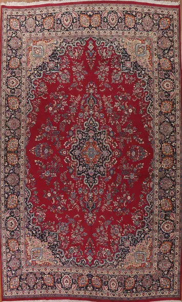 Large Floral Red Mashad Persian Rug 11x16