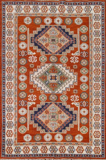 Geometric Kazak Oriental Area Rug 5x8