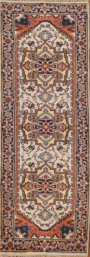 Geometric Heriz Serapi Oriental Runner Rug 3x8