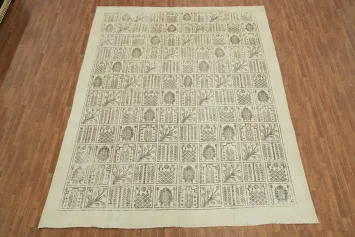 Vintage Distressed Beige and Brown Persian Rug 10x12