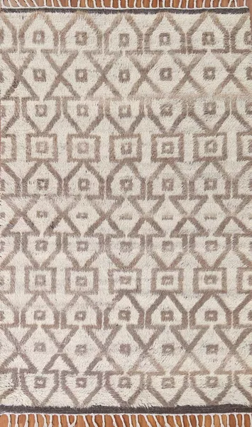 All-Over Wool Moroccan Oriental Area Rug 5x8