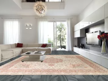 Vegetable Dye Tabriz Wool & Silk Persian Square Rug 16x16