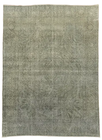Muted Gray Distressed Tabriz Persian Area Rug 8'x11'