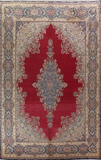 Large Red Floral Kerman Persian Rug 12x16