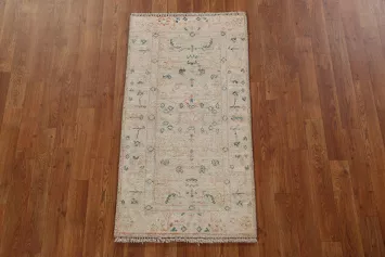 Vegetable Dye Oushak Turkish Wool Rug 2x4