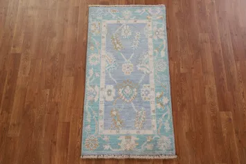 Vegetable Dye Oushak Turkish Wool Rug 2x4