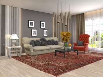 Geometric Wool Heriz Persian Area Rug 8x12