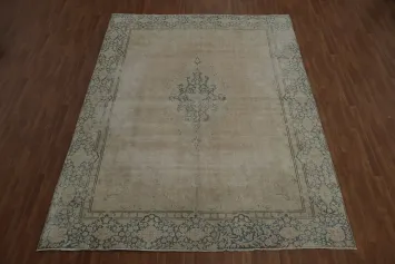 Muted Distressed Kerman Persian Area Rug 9x13
