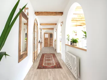 Geometric Heriz Serapi Indian Runner Rug 3x10