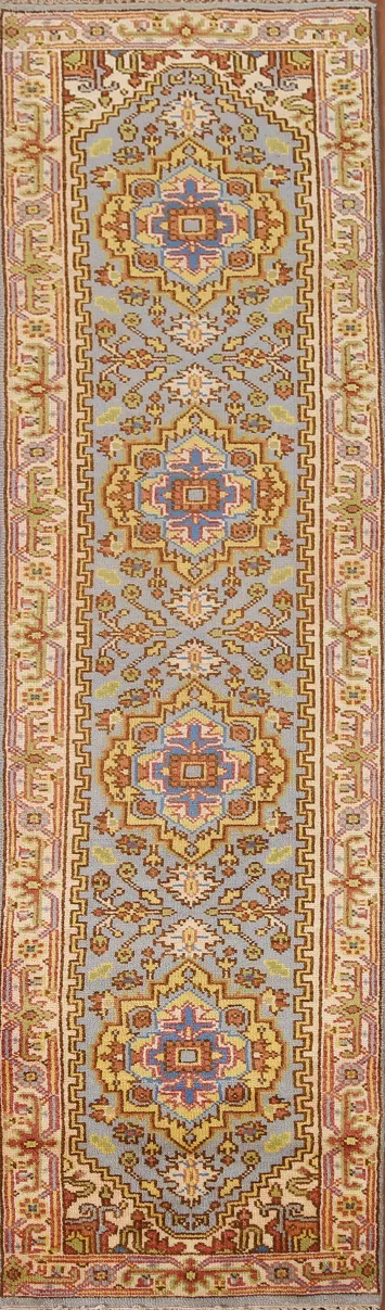 Handmade Heriz Serapi Oriental Runner Rug 2x10