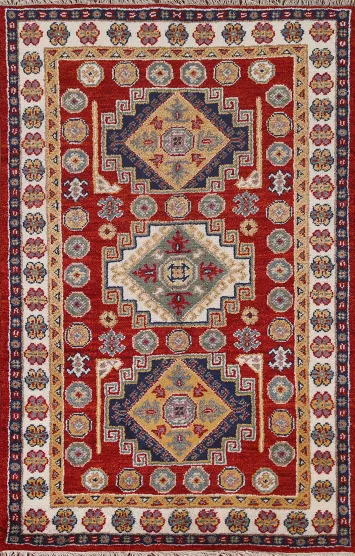 Red Kazak Oriental Area Rug 4x6