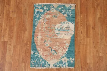 Vegetable Dye Art Deco Handmade Wool Rug 2x3