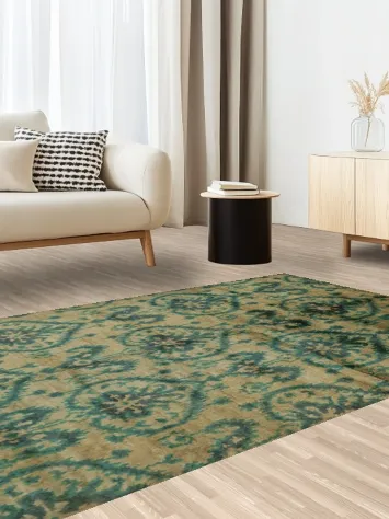 Jute & Wool Moroccan Area Rug 5x8 with Exquisite Design Pattern