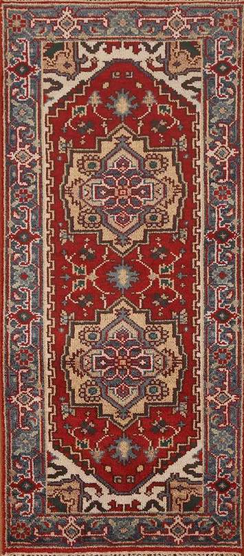 Red Geometric Heriz Serapi Oriental Rug 3x6