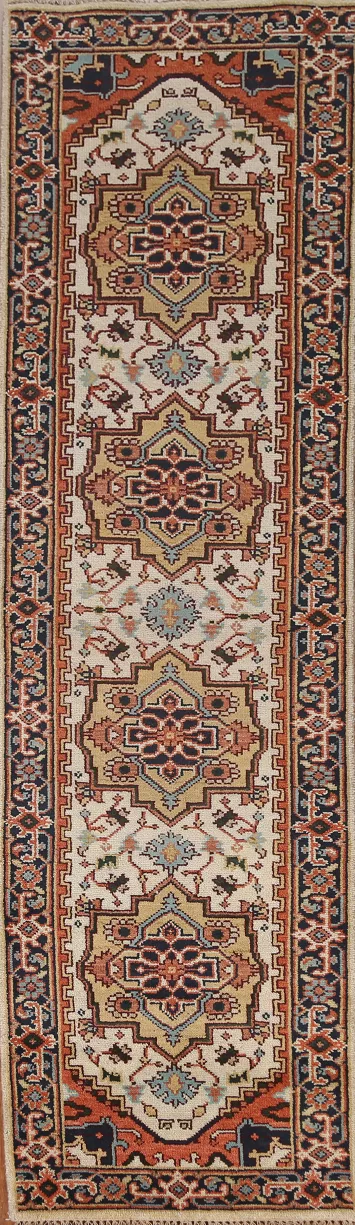 Geometric Heriz Serapi Runner Rug 3x10