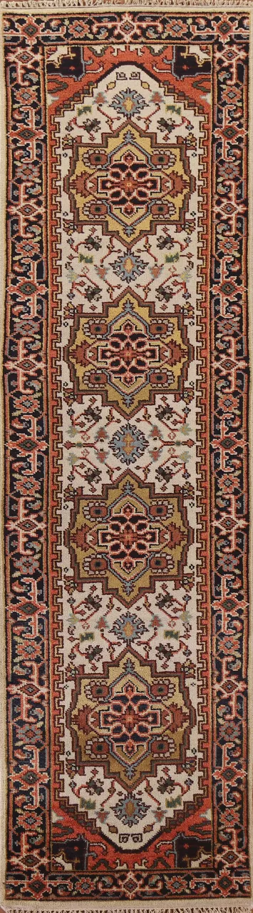 Geometric Heriz Serapi Runner Rug 3x10