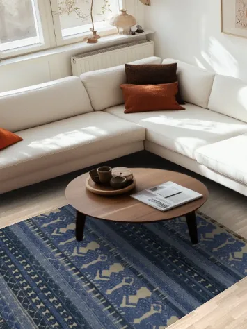 Artistic Blue Moroccan Area Rug 5x8 for Unique Home Decor