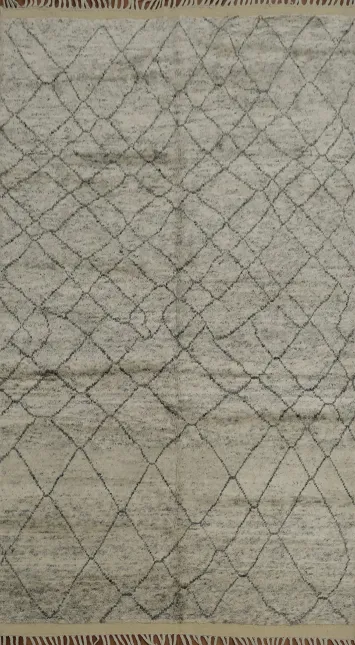 Minimalist Moroccan Area Rug 5x8 with Elegant Line Detailing