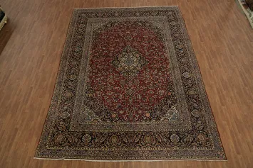 Elegant Traditional Kashan Persian Carpet with Rich Floral Designs 11x16