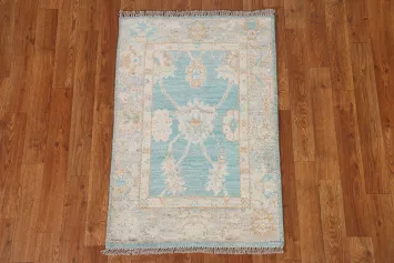 Turquoise Oushak Turkish Wool Rug 2x3