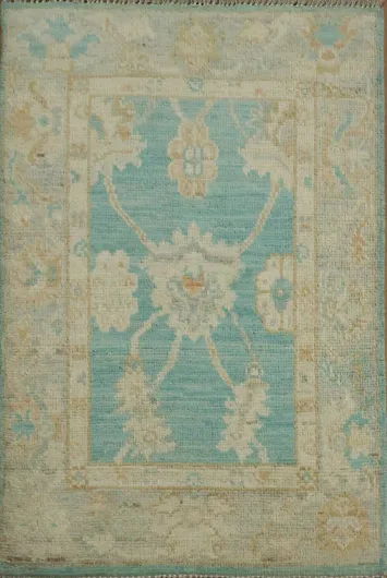 Turquoise Oushak Turkish Wool Rug 2x3