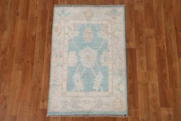 Turquoise Oushak Turkish Wool Rug 2x3