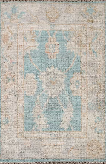 Turquoise Oushak Turkish Wool Rug 2x3
