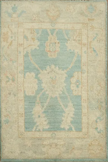 Turquoise Oushak Turkish Wool Rug 2x3