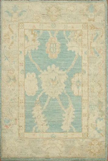 Turquoise Oushak Turkish Wool Rug 2x3