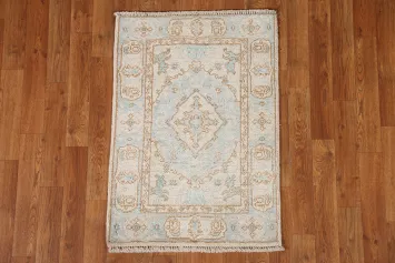 Geometric Oushak Turkish Wool Rug 2x3