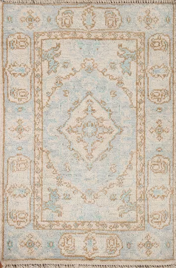 Geometric Oushak Turkish Wool Rug 2x3