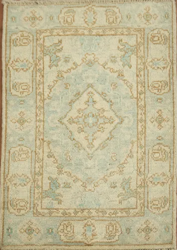 Geometric Oushak Turkish Wool Rug 2x3