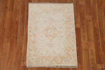 Hand-Knotted Oushak Turkish Wool Rug 2x3