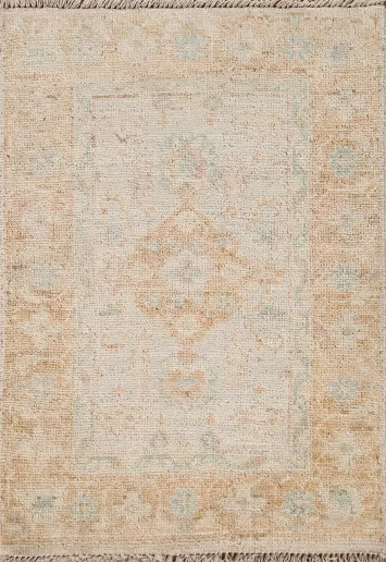 Hand-Knotted Oushak Turkish Wool Rug 2x3