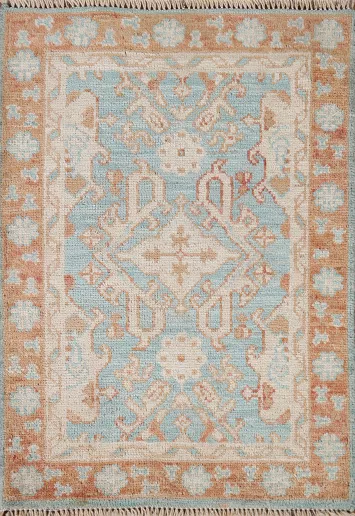 Geometric Oushak Turkish Wool Rug 2x3