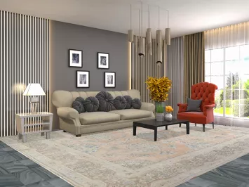 Distressed Mashad Persian Area Rug 10x13