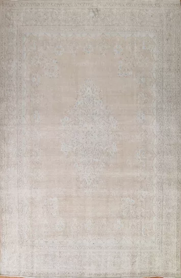Distressed Muted Kerman Persian Area Rug 10x13