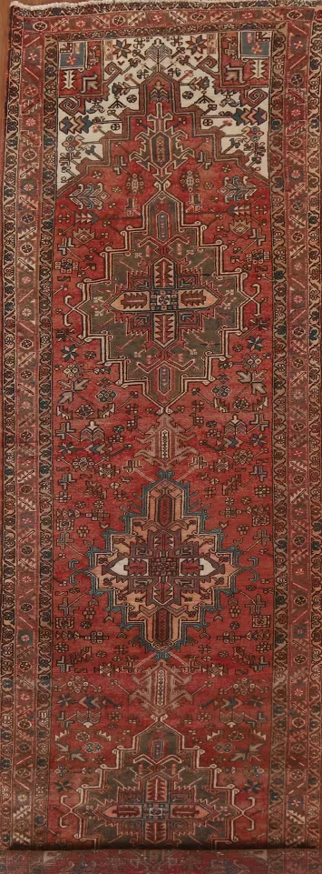 Geometric Heriz Persian Runner Rug 4x14