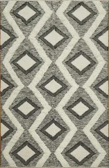 Geometric Kilim Moroccan Wool Area Rug 5x8