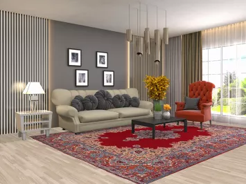 Red Wool Kashmar Persian Area Rug 8x11