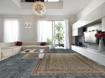 Green / Ivory Kashan Persian Large Rug 10x16