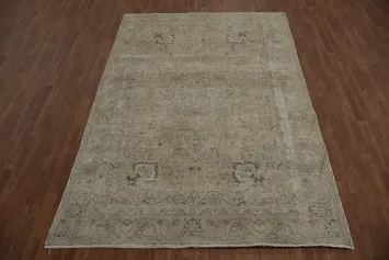 Distressed beige Persian Rug with rustic charm 6x10