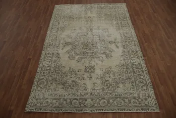 Elegant Neutral Toned Persian Distressed Rug for Classic Interiors 7x10