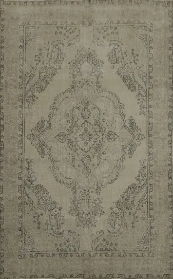 Distressed Beige Muted Tabriz Persian Area Rug 6x9